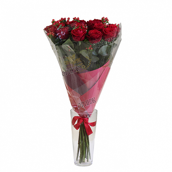 Букет из роз и хиперикума — фото 1