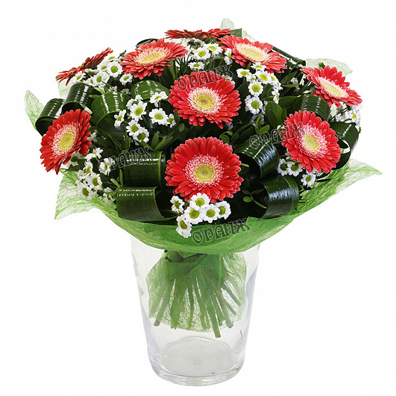 Букет из мини гербер и хризантемы Сантини — фото 1