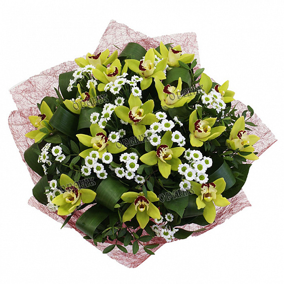 Букет из орхидей и хризантемы Сантини — фото 2